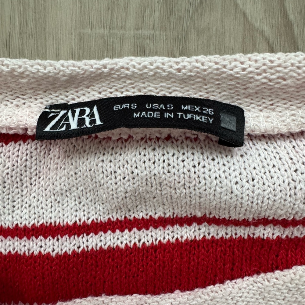 Zara Red and White Knit Crop Sweater - Picture 2 of 3